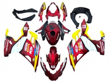 Carenado Moto Kawasaki Ninja 400 2018-2024 - Rojo Amarillo Blanco Azul EVA Racing