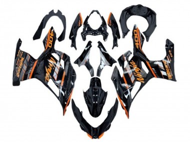 Carenado Moto Kawasaki Ninja 400 2018-2024 - Negro Brillante Naranja Gris