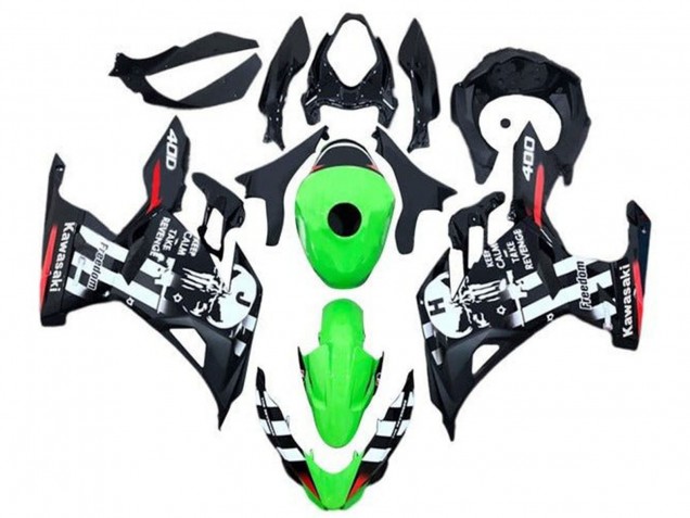 Carenado Moto Kawasaki Ninja 400 2018-2024 - Verde Negro Blanco Rojo Cráneo
