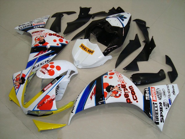 Carenado Moto Yamaha YZF R1 2012-2014 - Blanco Naranja Amarillo Azul Negro Pepe Phone
