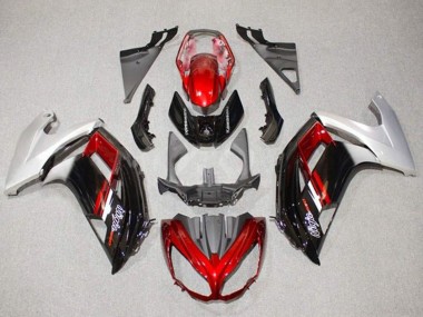Carenado Moto Kawasaki Ninja 650 EX650 2012-2016 - Plata Rojo Negro Brillante