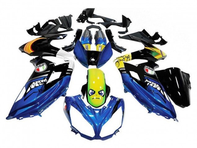 Carenado Moto Kawasaki Ninja 650 EX650 2012-2016 - Azul Amarillo Tiburón