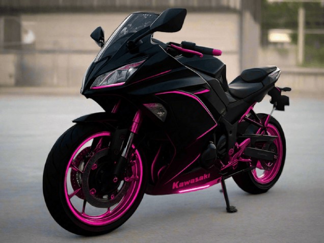 Carenado Moto Kawasaki Ninja 650 EX650 2017-2019 - Negro Brillante Rosa Raya