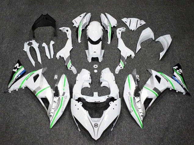 Carenado Moto Kawasaki Ninja 650 EX650 2017-2019 - Blanco Plata Verde Azul