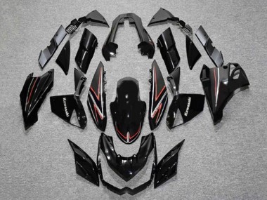 Carenado Moto Kawasaki Z1000 2010-2013 - Negro Brillante Rojo Raya