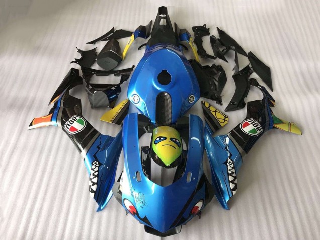 Carenados Moto Yamaha YZF R1 2015-2019 - Azul Amarillo Tiburón