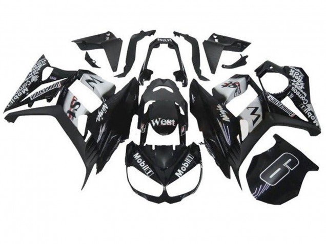 Carenado Moto Kawasaki Z1000SX 2010-2016 - Negro Brillante Blanco Mobil West