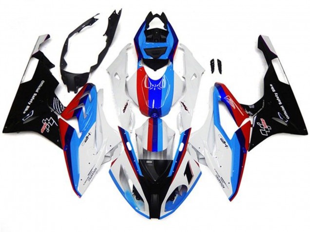 Carenado Moto BMW S1000RR 2017-2018 - Blanco Azul Rojo Negro Raya