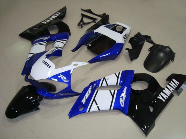 Carenado Moto Yamaha YZF R6 1998-2002 - Blanco Azul Negro Brillante Champions