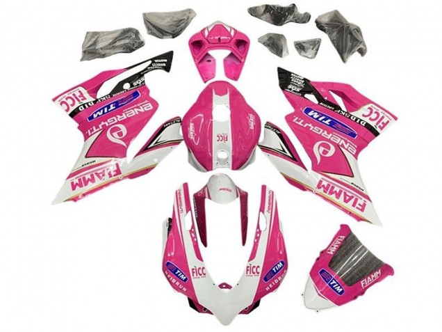 Carenado Moto Ducati Panigale 899/1199 2011-2014 - Rosa Blanco Negro Brillante Fiamm