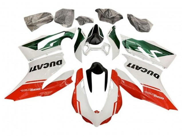 Carenado Moto Ducati Panigale 899 2011-2014 - Blanco Verde Rojo Raya