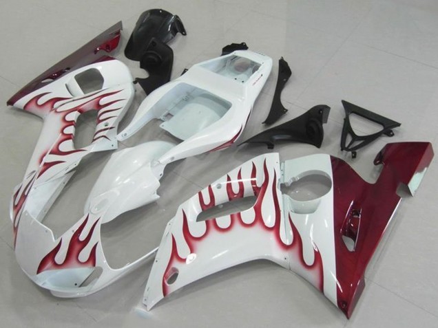 Carenado Moto Yamaha YZF R6 1998-2002 - Blanco Rojo Llama