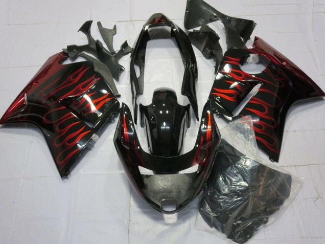 Carenado Moto Honda CBR1100XX Blackbird 1996-2007 - Negro Brillante Rojo Llama