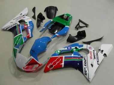 Carenado Moto Yamaha YZF R6 1998-2002 - Blanco Azul Verde Rojo Fiat Motul Michelin Dunlop