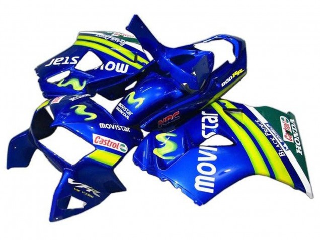 Carenado Moto Honda VFR 800 1998-2001 - Azul Verde Blanco MoviStar Castrol HRC Negro Prince
