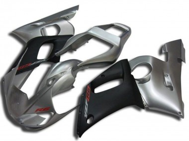 Carenado Moto Yamaha YZF R6 1998-2002 - Plata Negro Mate Rojo Calcomanía