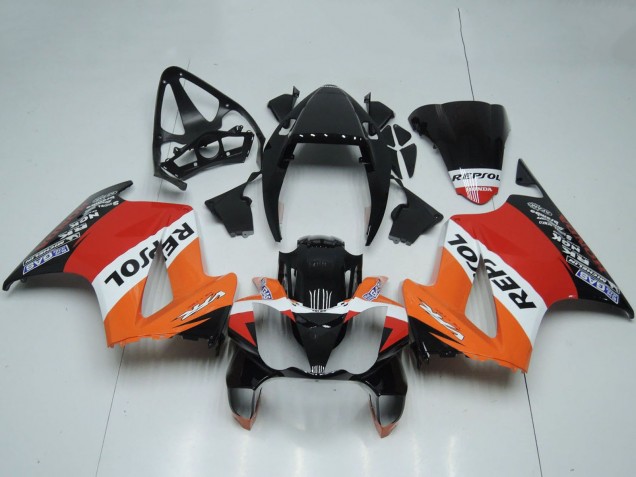 Carenado Moto Honda VFR 800 2002-2013 - Naranja Blanco Rojo Negro Brillante Repsol