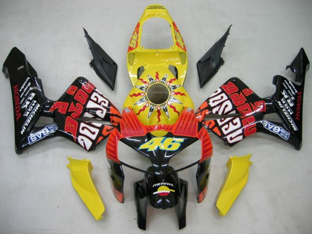 Carenado Moto Honda CBR600RR 2005-2006 - Negro Amarillo Rossi