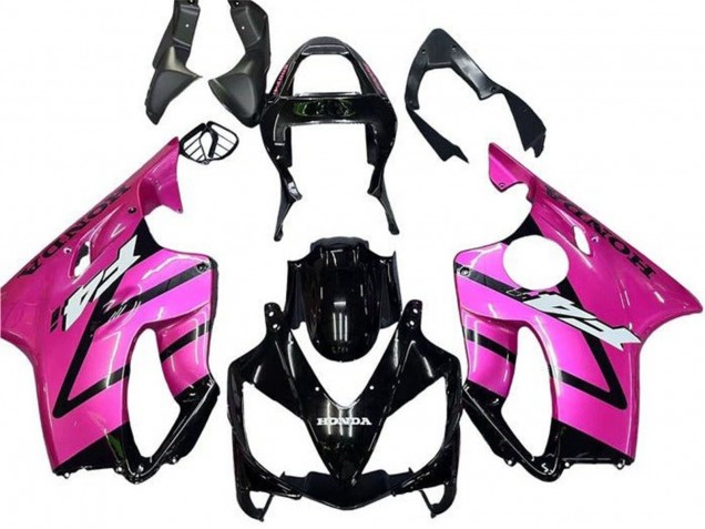 Carenados Moto Honda CBR600 F4i 2001-2003 - Rosa Negro Brillante Raya