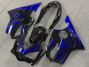 Carenado Moto Honda CBR600 F4i 2004-2007 - Negro Brillante Azul Llama