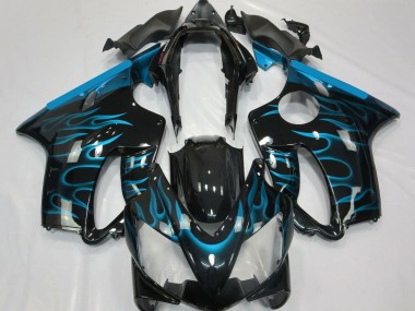 Carenado Moto Honda CBR600 F4i 2004-2007 - Negro Brillante Azul Claro Llama