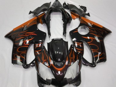 Carenado Moto Honda CBR600 F4i 2004-2007 - Negro Brillante Naranja Llama