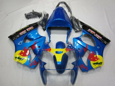 Carenado Moto Kawasaki ZX6R 2000-2002 - Azul Amarillo Negro Rojo Bull
