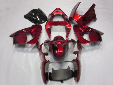 Carenado Moto Kawasaki ZX6R 2000-2002 - Rojo Caramelo Negro Tribal