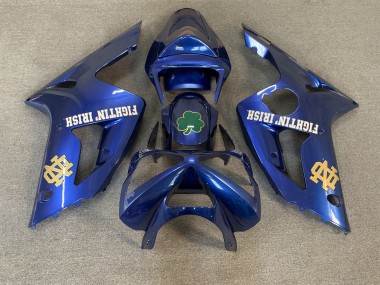 Carenado Moto Kawasaki ZX6R 2003-2004 - Azul Verde Oro Blanco Fighting Irish