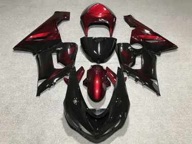 Carenado Moto Kawasaki ZX6R 2005-2006 - Rojo Negro Brillante