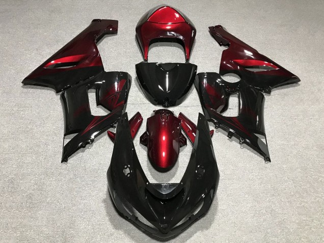 Carenado Moto Kawasaki ZX6R 2005-2006 - Rojo Negro Brillante
