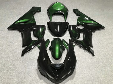 Carenado Moto Kawasaki ZX6R 2005-2006 - Verde Negro Brillante