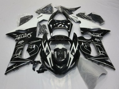 Carenado Moto Kawasaki ZX6R 2005-2006 - Negro Brillante Blanco Corona Extra Tribal