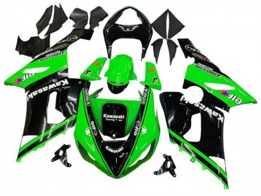 Carenado Moto Kawasaki ZX6R 2005-2006 - Negro Brillante Verde Blanco Elf Touch4 Bridgestone