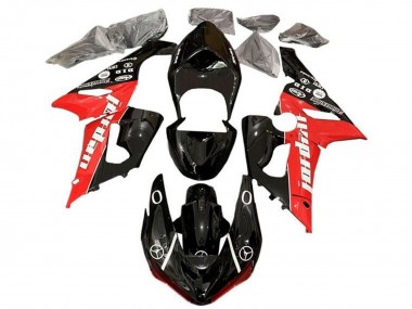 Carenado Moto Kawasaki ZX6R 2005-2006 - Negro Brillante Rojo Blanco Jordan