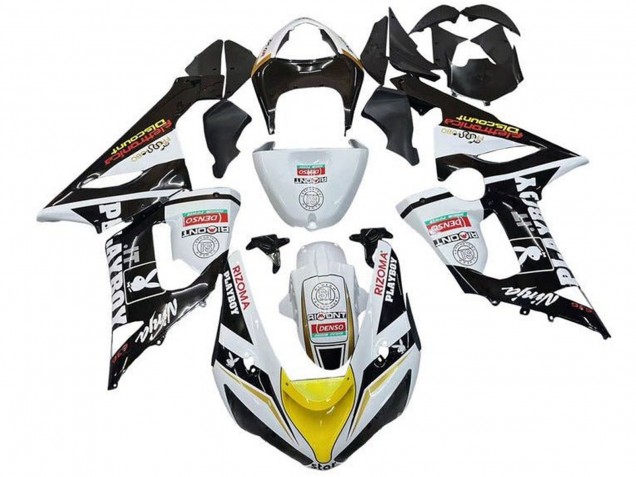 Carenado Moto Kawasaki ZX6R 2005-2006 - Blanco Negro Amarillo Rojo Rizoma Playboy