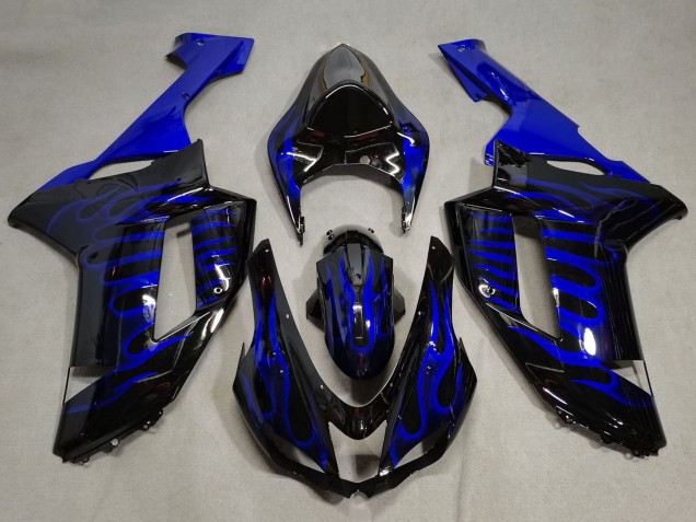 Carenado Moto Kawasaki ZX6R 2007-2008 - Negro Azul Llama