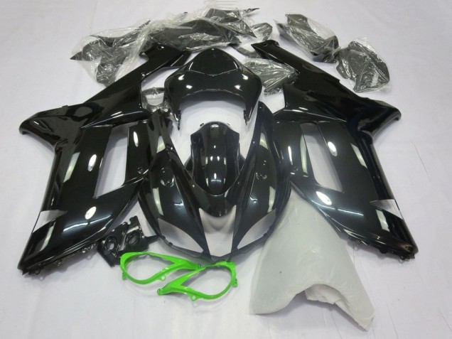 Carenado Moto Kawasaki ZX6R 2007-2008 - Negro Brillante Neon Verde