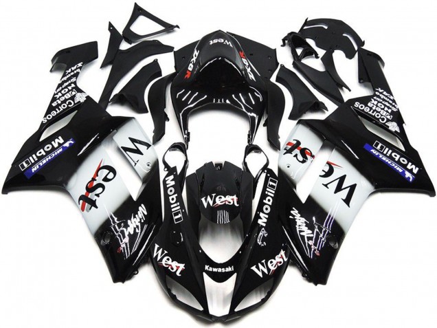 Carenado Moto Kawasaki ZX6R 2007-2008 - Negro Blanco West Mobil
