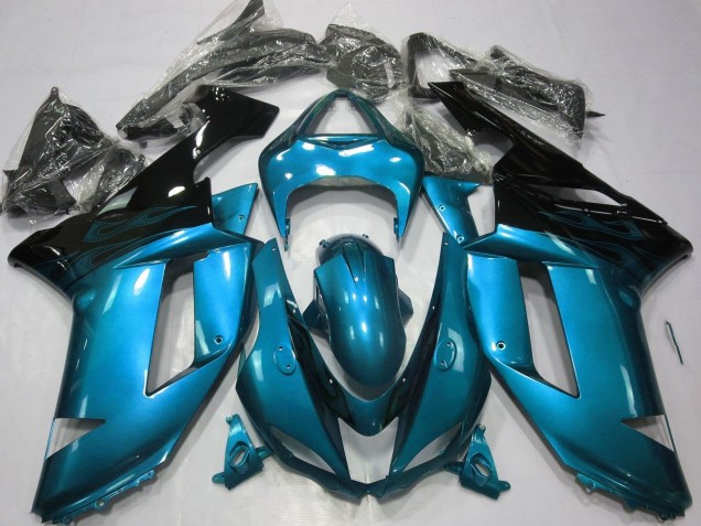 Carenado Moto Kawasaki ZX6R 2007-2008 - Azul Claro Negro