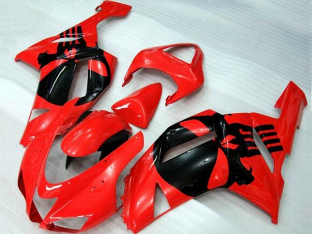 Carenado Moto Kawasaki ZX6R 2007-2008 - Rojo Negro Cráneo