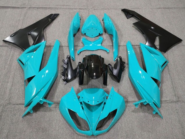 Carenado Moto Kawasaki ZX6R 2007-2008 - Turquesa Azul Negro Negro Mate