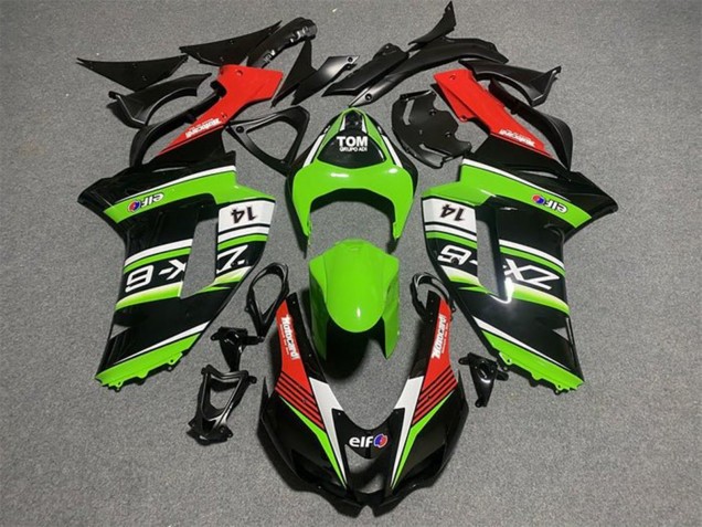 Carenado Moto Kawasaki ZX6R 2007-2008 - Negro Verde Blanco Rojo