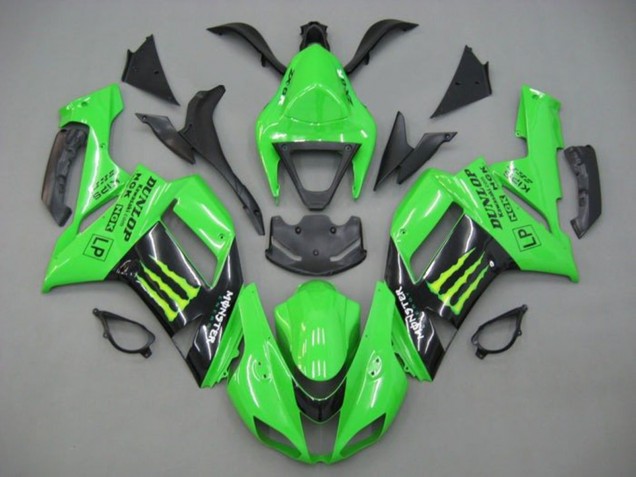 Carenado Moto Kawasaki ZX6R 2007-2008 - Verde Negro Monstruo Energy