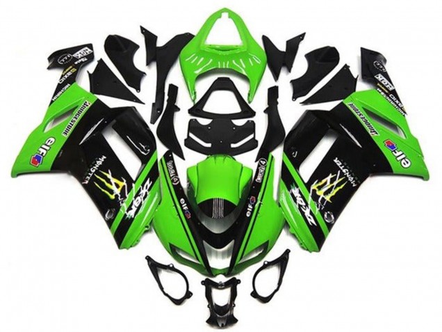 Carenado Moto Kawasaki ZX6R 2007-2008 - Verde Negro Monstruo Elf