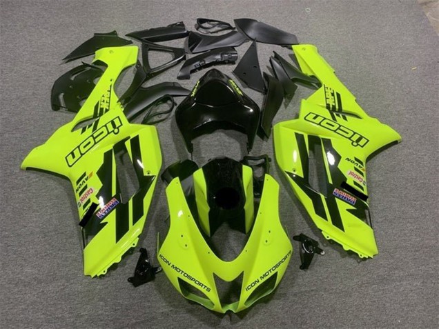 Carenado Moto Kawasaki ZX6R 2007-2008 - Neon Amarillo Negro Icon
