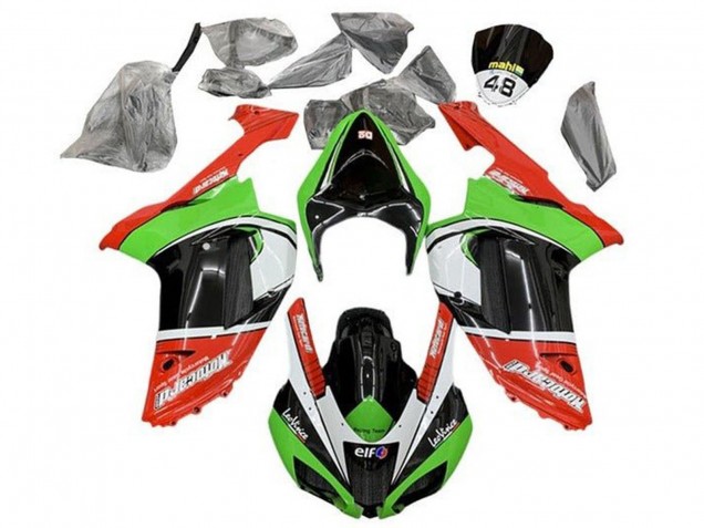 Carenado Moto Kawasaki ZX6R 2007-2008 - Rojo Verde Negro Blanco