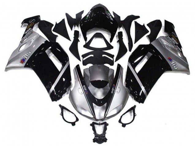 Carenado Moto Kawasaki ZX6R 2007-2008 - Plata Negro Elf