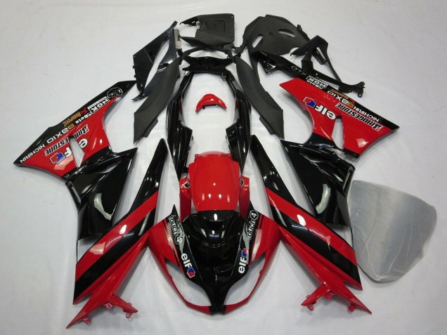 Carenado Moto Kawasaki ZX6R 2009-2012 - Rojo Negro Brillante Elf Touch4 Bridgestone
