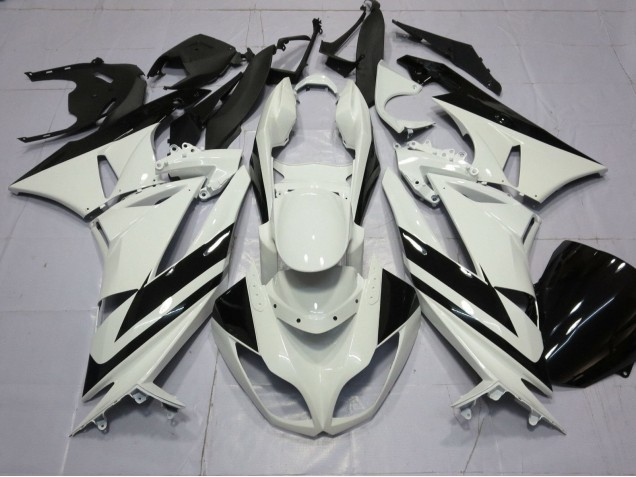 Carenado Moto Kawasaki ZX6R 2009-2012 - Blanco Negro Brillante Raya